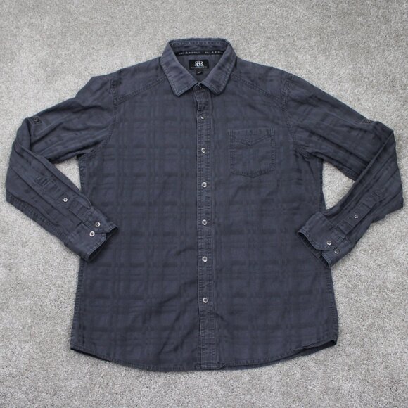 Rock & Republic Other - Rock & Republic Roll Tab Shirt Mens Large Gray Textured Cotton L/S Button Up